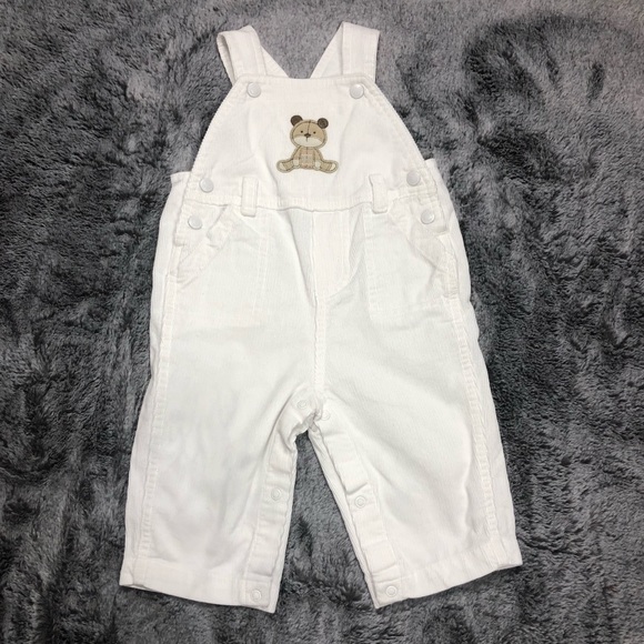 Carter's Other - Carters Teddy Bear White Corduroy Overalls 6 month